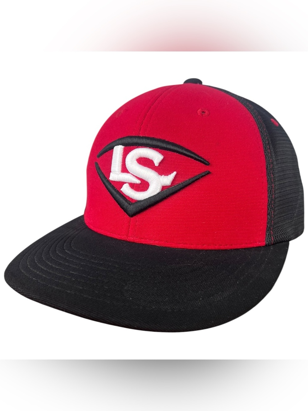 Louisville Slugger Hat Cap Vented Fitted Sz L-XL Scarlet Red & Black
